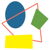 a yellow and green geometric shape with a blue and red png