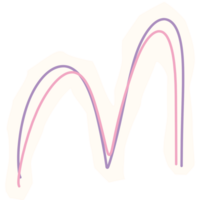 a pink and purple line drawing of a letter m png