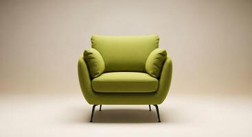Vibrant armchair with curved arms and thin legs lime photo