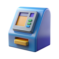 Stylized 3d atm machine with screen and buttons isolated on transparent background png