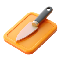 Modern kitchen knife and orange cutting board isolated on transparent background png