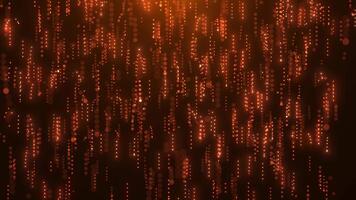 Orange glowing particles falling in vertical lines on a dark background, creating a warm, festive, elegant atmosphere perfect for backgrounds, events, and celebration projects. Seamless loop video