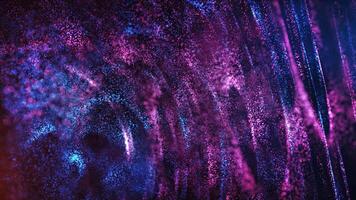 Abstract blue and pink particles flowing and swirling in dark space, creating a magical, cosmic and dreamy background. Perfect for motion graphics and futuristic design projects. Seamless loop video