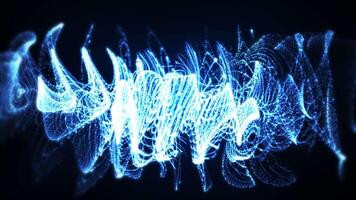Abstract blue light waves and particles dance in a dynamic flow, creating a digital motion effect, ideal for technology, science and futuristic themes. Seamless loop. video