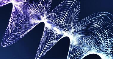 futurista resumen azul ligero partículas formar arremolinándose geométrico patrones en un oscuro fondo, creando un dinámica, tecnológico digital ola efecto para moderno diseño proyectos video