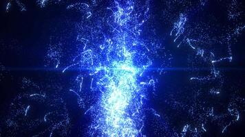 abstrakt explosion av lysande blå partiklar i Plats. dynamisk energi brista effekt perfekt för sci-fi, teknologi, eller digital data visuella och trogen presentationer video