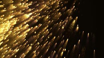 Golden particle trails move diagonally in dynamic motion, creating a mesmerizing glowing abstract background perfect for luxury, celebration, or futuristic visual effects. seamless loop video