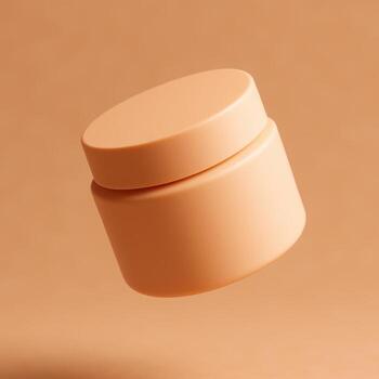 un naranja tarro con un tapa en un beige antecedentes foto