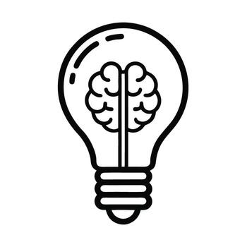 Brain in a lightbulb illustration representing creative ideas innovation intelligence and problem solving isolated on white background vector