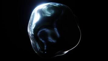 abstrato iluminado óleo blob forma transformando e gradiente espelhado Preto brilhar espumante textura brilhante, desatado ciclo animação 4k resolução 3d 30 fps animação video