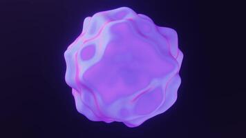 Abstract 3D background morphing pulsating liquid metal blob fluid shape. Bright holographic colors in dark space. Seamless loop animation wallpaper. 4K 3D motion design 30 fps video