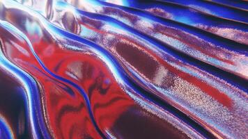 abstrakt krom vågor bakgrund. levande färger och glitter textur. reflekterande metallisk yta. slät flöde. sömlös slinga animation. 3d 4k 30 fps video