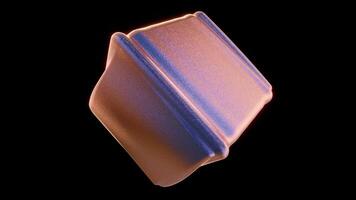 abstrato 3d brilhar seda cetim pano tecido têxtil líquido fluido simulação cubo forma gradiente pastel tolet pêssego cores. desatado ciclo 4k 30 fps animação video