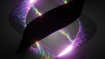 Abstract 3D metallic shape background. Colorful bright scratched texture. Rotating motion. Light dispersion. Seamless loop animation. 4K 30 fps video