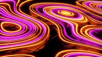 Abstract 3D background hippie 80s retrowave sphere. Seamless loop animation. Groovy neon videogame style with glowing pink orange lines and waves video