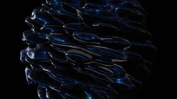 abstrakt 3d sfär upplyst form med glittrande aurora färger metallisk textur och vatten reflektioner trogen design 4k 30 fps sömlös slinga video