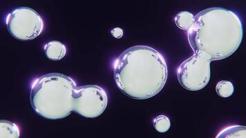 Abstract morphing chrome drops background. Metallic mirrored texture. Lava lamp style fluid flow. Sci-fi wallpaper. Seamless loop animation. 3D 4K 30 fps video