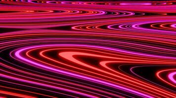 Abstract neon groovy 80s retro background. Seamless loop animation. Videogame style landscape with glowing pink and red lines and waves. Warp effect. 4K 3D 30 fps video