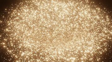 abstrakt bakgrund med gyllene magi skinande glöd glitter rader och vågor. stänk virvla runt strömma deformation tapet. sömlös slinga animation. 4k 3d rörelse design 30 fps video