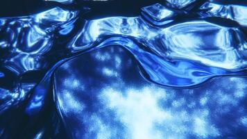 Abstract 3D animation of glitter chrome metallic oil neon blue puddle with reflective noise texture and random connected structure 4K 30 fps loopable video
