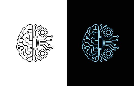 futurista cerebro y circuito tecnología icono, artificial inteligencia concepto diseño vector
