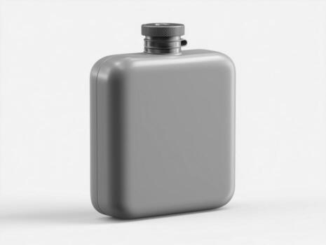 Stylish gray flask for beverages and drinks. photo