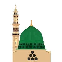 green dome with minaret design mawlid al nabi design vector