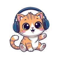 Cartoon cat with headphones vector