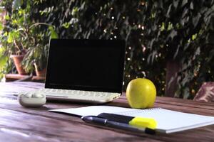 The concept of freelancing, studying from home. photo