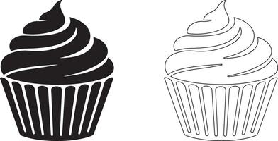 Cupcake Silhouette Logo On White Background For Cake Business Design vector