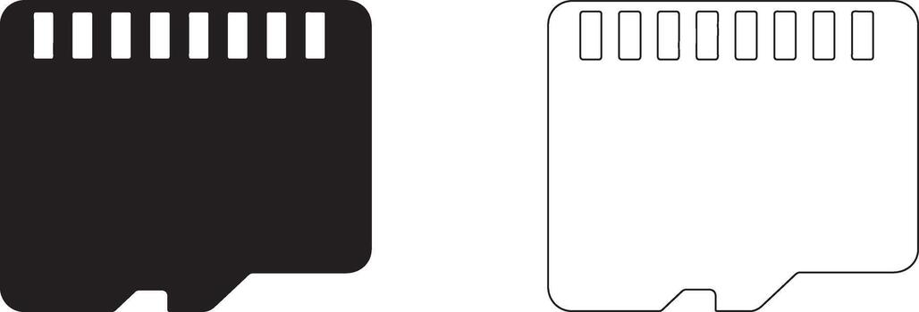 Sharp Memory Card Silhouette Logo On White Background For Interface Design vector