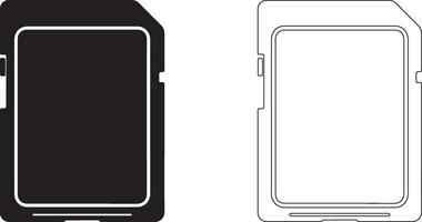 Black Flat Memory Card Silhouette Logo On White Background For Web Use vector