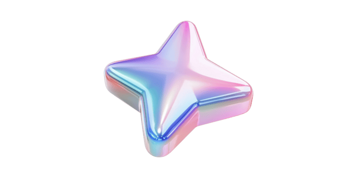 Holographic Iridescent Star Shape. Futuristic Design And Aesthetic Appeal Isolated On Transparent Background png
