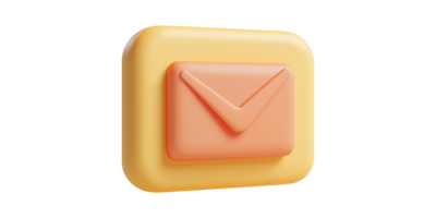 3D Email Icon Yellow. Digital Communication And Messaging Concept Isolated On Transparent Background png