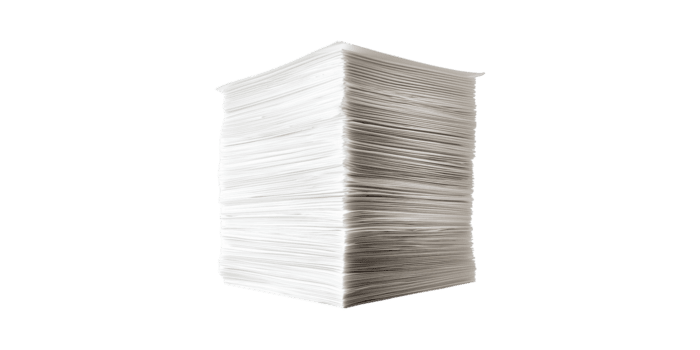 Towering Stack Of Paper Sheets. Symbol Of Office Workload And Document Management Isolated On Transparent Background png