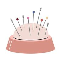 Sewing Pins Stuck in Pincushion Isolated on White vector