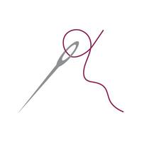 Minimalist Sewing Needle with Red Thread Icon vector