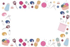 Knitting Needlework Frame with Yarn and Accessories vector