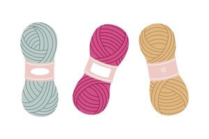 Knitting Yarn Skeins with Labels in Minimalist Style vector