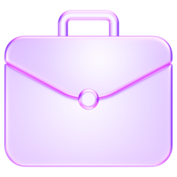 3D briefcase icon in transparent glass style, representing business, work, career, portfolio, or management in modern digital environment png