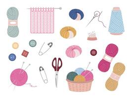 Craft supplies including yarn and needles vector