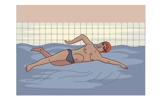 Swimming in the pool clipart card concept isolated illustration vector