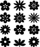 Collection of floral silhouettes isolated on white background vector