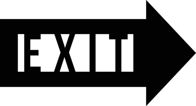 Exit Text and Arrow Symbol vector