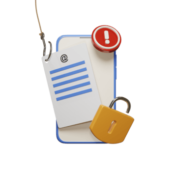 3d interpretazione di smartphone, documento, sicurezza chiave, e gancio. che rappresentano phishing e dati furto illustrazione png