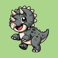 Cartoon dinosaur with spikes and smile vector