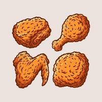 Four pieces of fried chicken vector