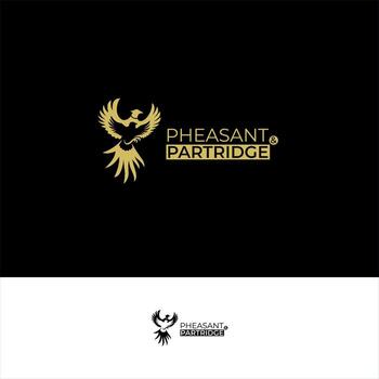 A minimalist logo featuring a pheasant and a partridge cleverly illustrated in negative space, creating a unique and elegant visual that balances simplicity with sophistication. vector