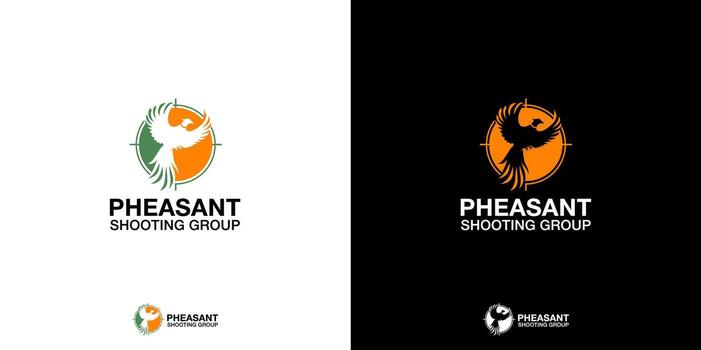 A minimalist logo featuring a pheasant and a crosshair cleverly illustrated in negative space, creating a unique and elegant visual that balances simplicity with sophistication. vector