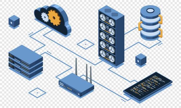 Cloud computing data architecture illustration vector